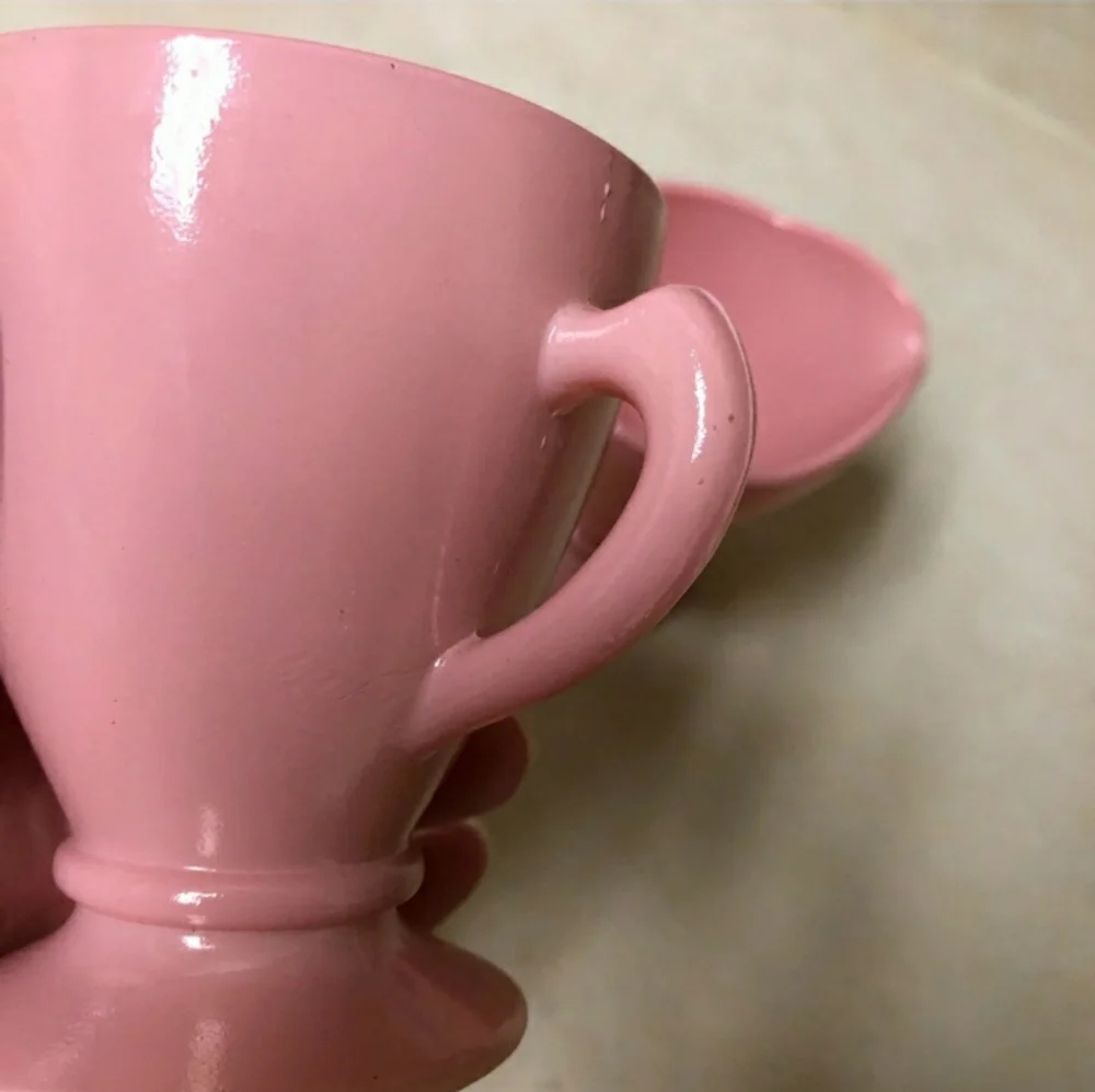 HAZEL-ATLAS Ovide Platonite Pink Cream & Sugar Set